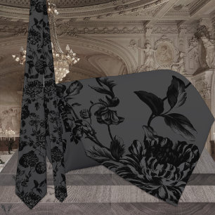 Gravata Flair Floral Preto de Noiva Carvão