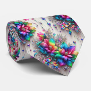Gravata Flamboyant Flores de Arco-íris e Diamant