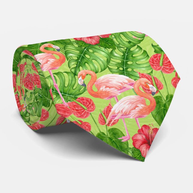 Gravata Flamingo birds and tropical plants (Rolled)