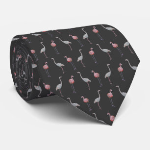 Gravata Flamingo Frenzy Tie Double Sided Impressão (Cinza