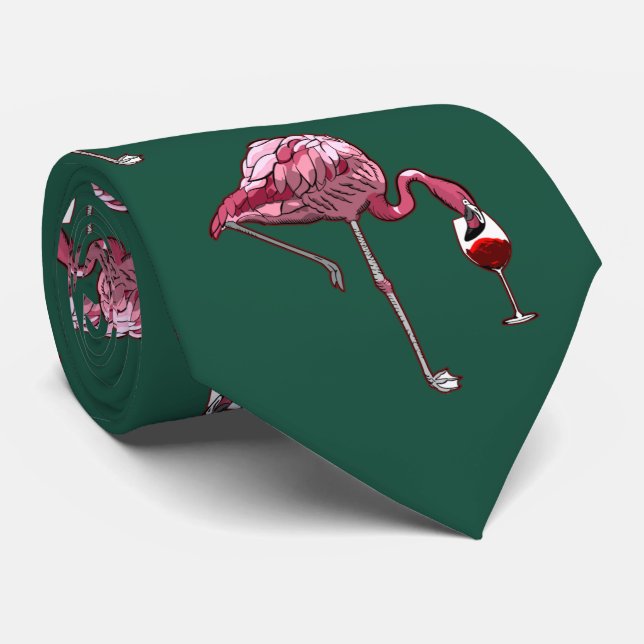 Gravata Flamingo Rosa Padroniza Vinho Bebida Novidade Verd (Rolled)