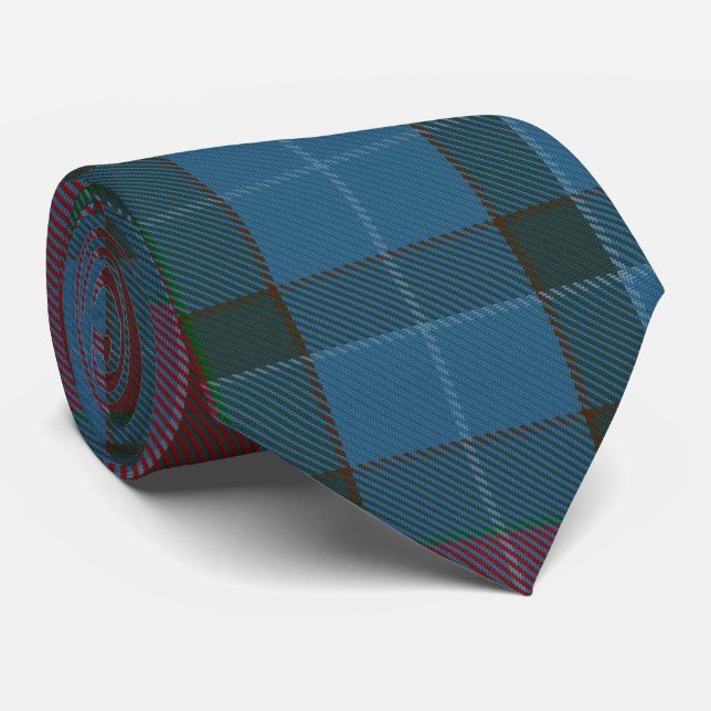 Gravata Flannel de Xadrez Tartan Grande Vermelho Verde Azu (Rolled)