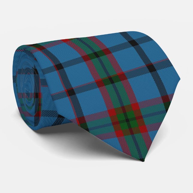 Gravata Flannel de Xadrez Tartan Verde Azul Grande (Rolled)