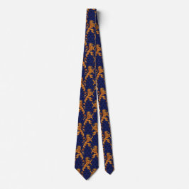 Gravata Fleur de Lis Azul de Leão Dourado medieval
