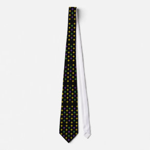Gravata Fleur de Lis Mardi Gras Black Tie