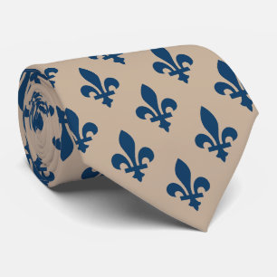 Gravata Fleur de Lis Pattern, Royal French Blue em Creme