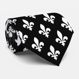 Gravata Fleur de Lis Pattern, Royal French, branco a preto