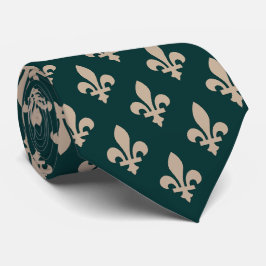 Gravata Fleur de Lis Pattern, Royal French Cream on Green