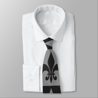 Gravata Fleur de lis, preto e Cinza