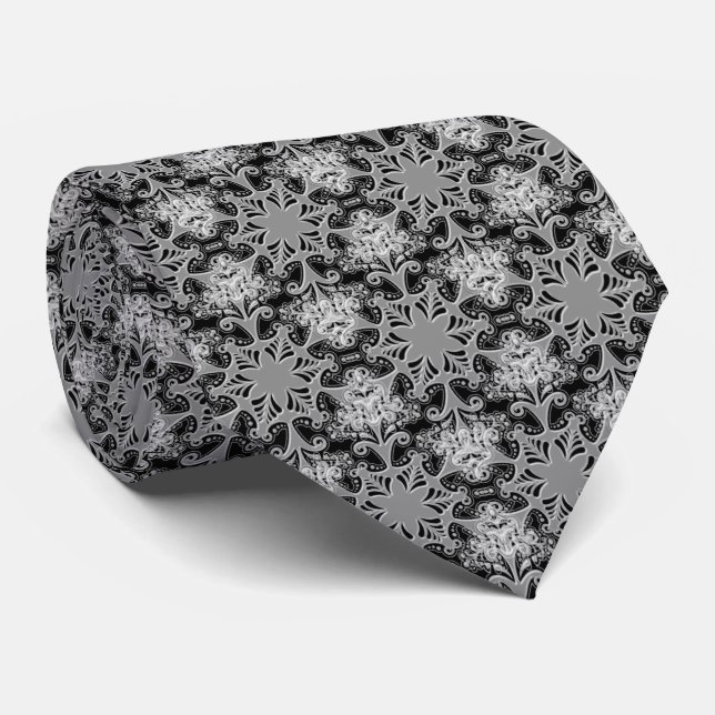 Gravata Floco de Neve Prateado Férias de Inverno Preto Abs (Rolled)