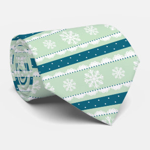 Gravata Flocos de Neve Brancos de Natal na moda Mint