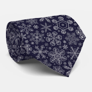 Gravata Flocos de neve brancos em azul