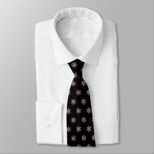 Gravata Flocos de neve de preto e Rosa Dourados, elegantes