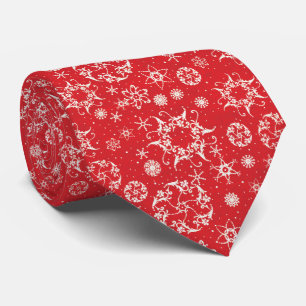 Gravata Flocos de neve do inverno no feriado vermelho