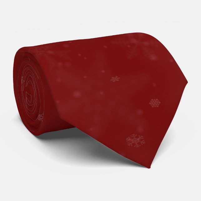 Gravata Flocos de neve do Natal Vermelho (Rolled)