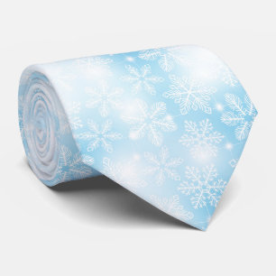 Gravata Flocos de neve e luzes em azul