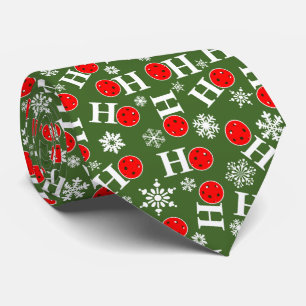 Gravata Flocos de neve vermelhos de Natal de Pickleball