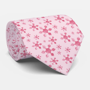 Gravata Flocos Geométricos de Neve - Rosa