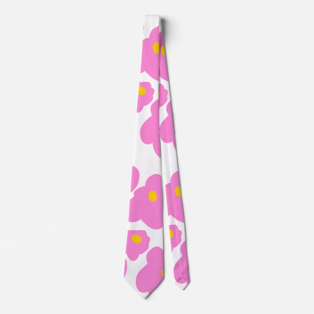 Gravata Flor amarela rosa margarida moderna padrão elegant (Frente)