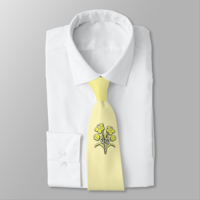 Gravata Flor Amarelo Daffodil (Amarrado)