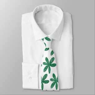 Gravata Flor bonito - Floresta Verde em Branco