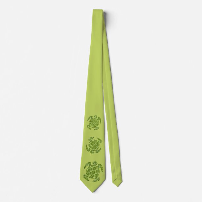 Gravata Flor da Vida / Blume des Lebens - tartaruga verde (Frente)