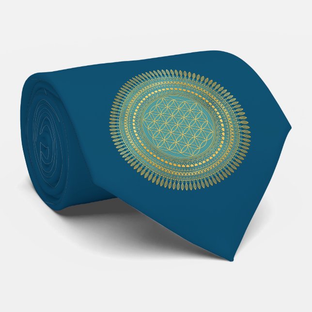 Gravata Flor da Vida - Mandala Indígena 1 (Rolled)