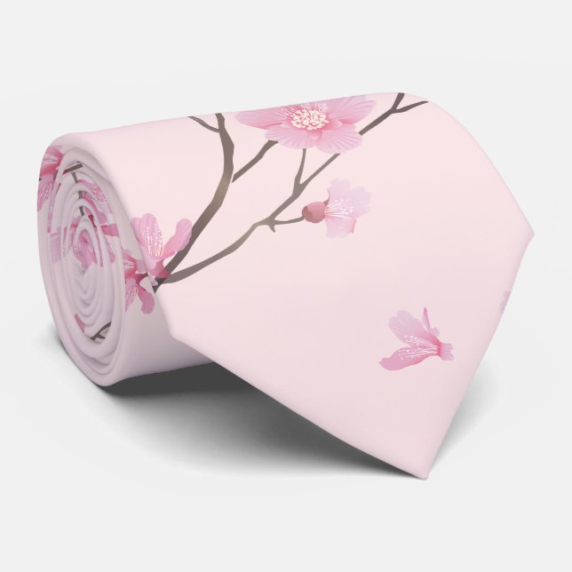 Gravata Flor de Cereja - Rosa (Rolled)