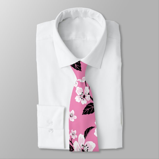 GRAVATA FLOR DE CEREJEIRA - SAKURA (ROSA CLARO) (Amarrado)
