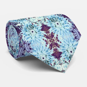 Gravata Flor de Dália Verde-Menta e Azul-Turquesa