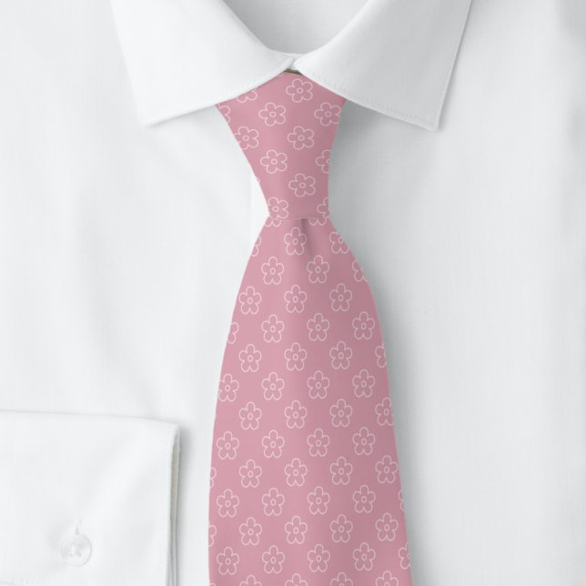 Gravata Flor de Doodle Rosa Empoeirada (Criador carregado)