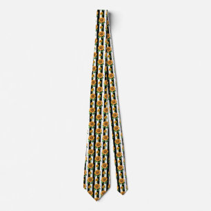 Gravata Flor de girassol Black Stripes brancas