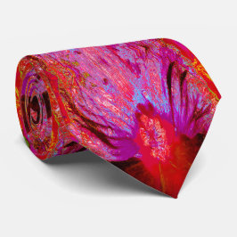 Gravata Flor de Hibiscus Vermelho Retro Triquete Psicodéli