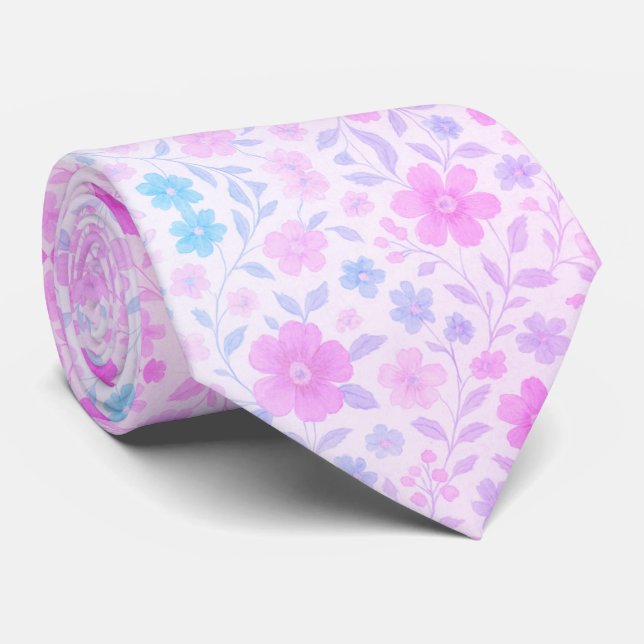 Gravata Flor de Primavera em Pastel Suave  (Rolled)