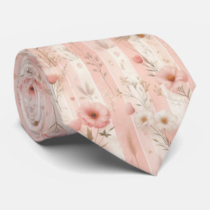 Gravata Flor de Rosa Antiga em Fundo Listrado Rosa