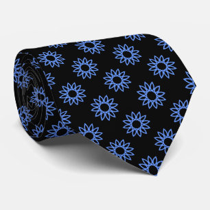 Gravata Flor Geométrico 01 - Azul Bebê a Preto