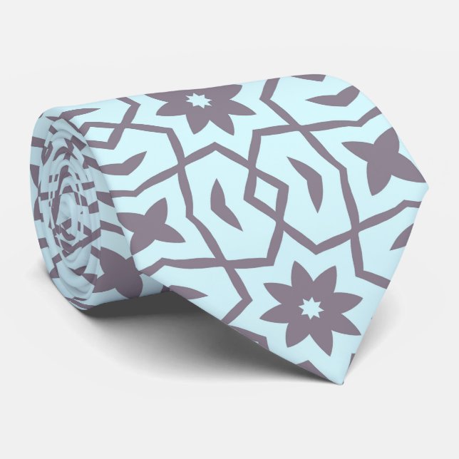 Gravata Flor nas Estrelas na Cinza de Azul Pálido (Rolled)