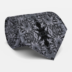 Gravata Flor Preto e Cinza