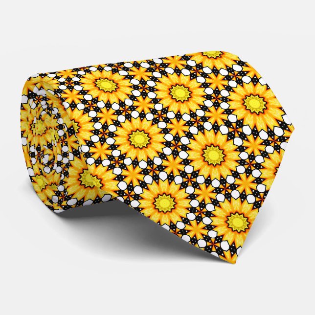 Gravata Floral Amarelo (Rolled)