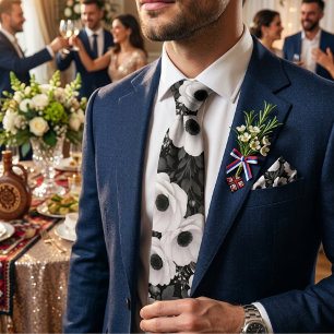 Gravata Floral Amarelo e Preto Poppy