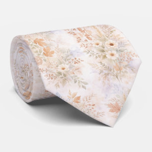 Gravata Floral Aquarela Bege Suave