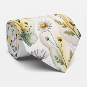 Gravata Floral Aquarela em Pastel Suave