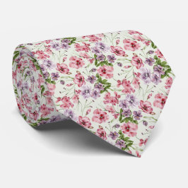 Gravata Floral Aquarela Rosa
