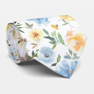 Gravata Floral Azul e Amarela