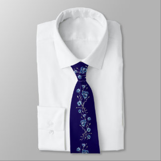 Gravata Floral Azul Marinho