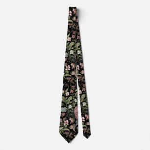 Gravata Floral Botânico Preto