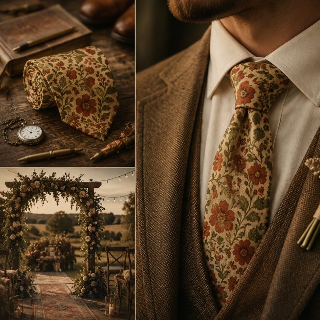 Gravata Floral Botânico Vintage (Criador carregado)