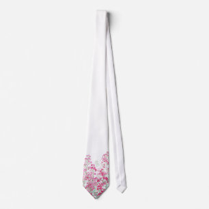 Gravata Floral Branco com Estampa de Flores Silvestres Ros