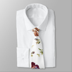 Gravata Floral-Burgundy Necktie Trendy Floral Wedding Tie