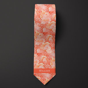 Gravata Floral Coral Abstrato